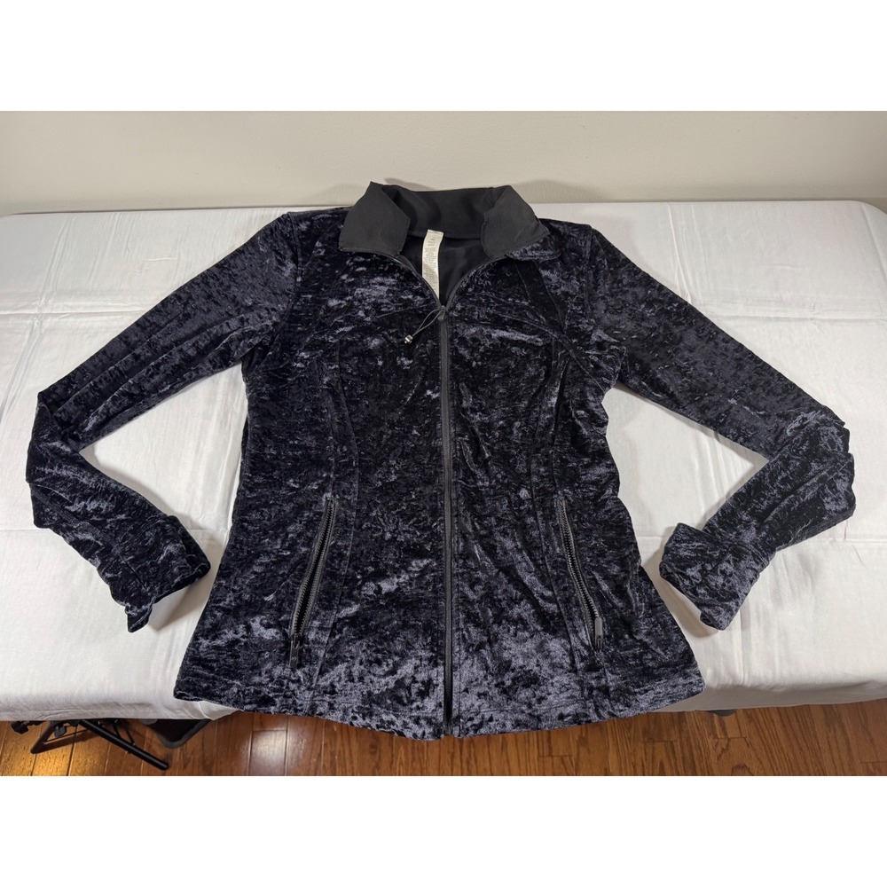 Lululemon Define Jacket Crushed Velvet Black Full Zip Size 12 Athleisure